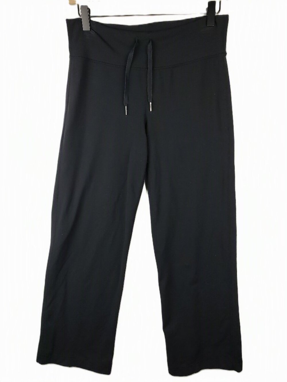 Lululemon Pants Straight Leg Ankle Crop Luon Black Drawstring Waist size 6